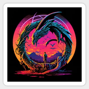 Synthwave Ouroboros Sticker